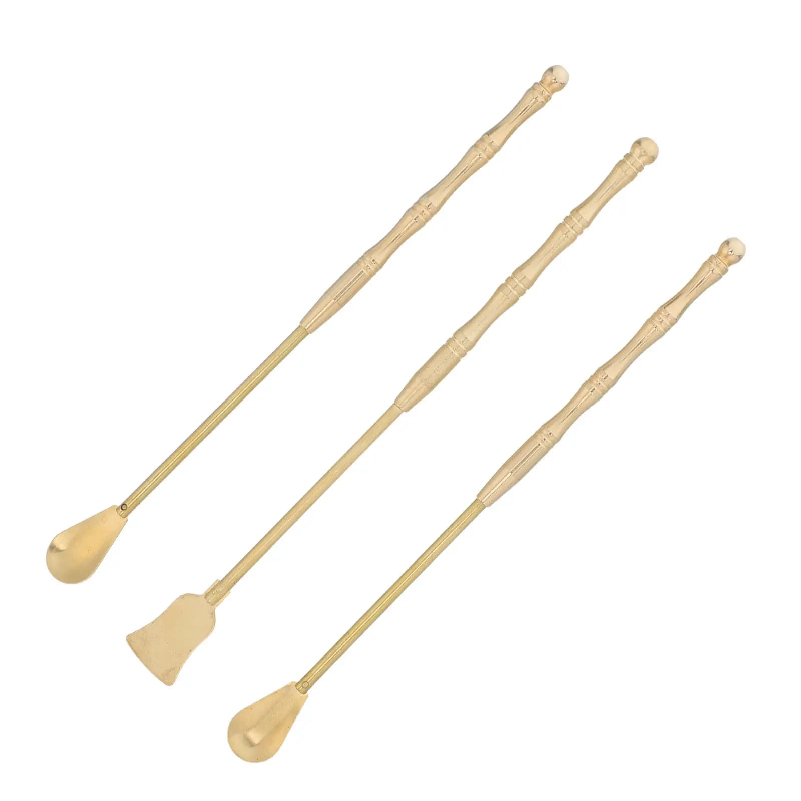 Set of 1 brass tool for incense burn, with long detachable handle, shovel and spoon, for yoga, meditation, tea ceremony and ash accessories