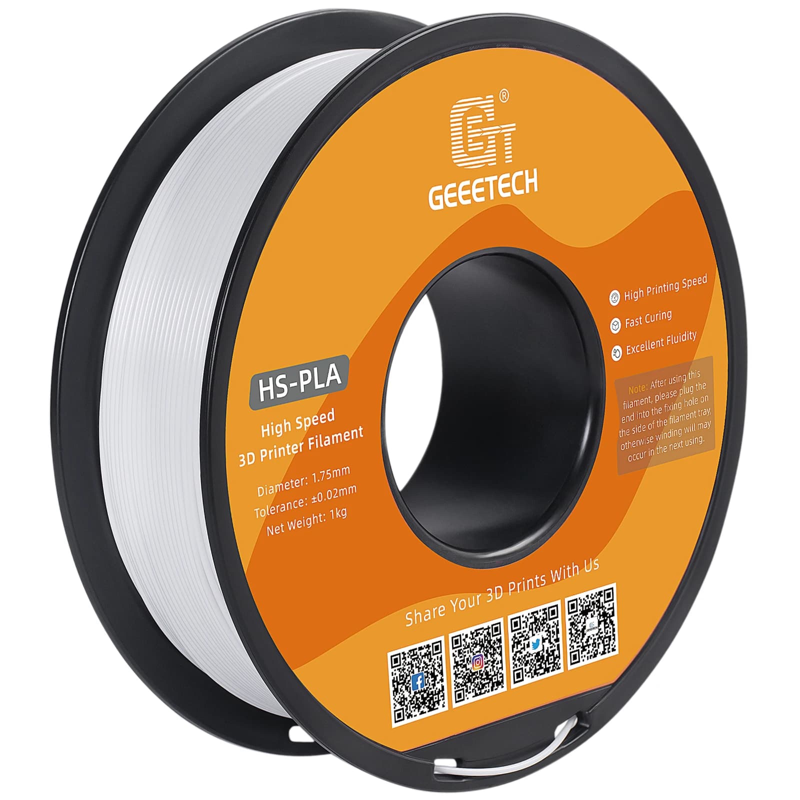 GEEETECH High Speed PLA Filament 1.75 mm 1 kg 1 coil, fast curing, better intelligence, high speed 3D printing filament HS-PLA