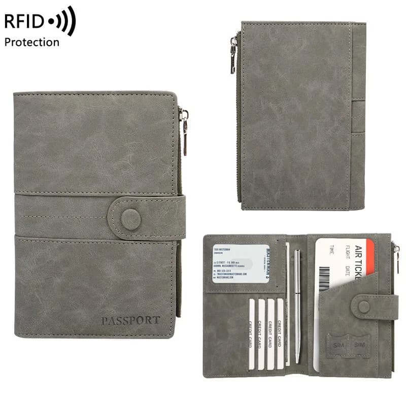 Porta passaporti da donna, accessori da viaggio Portafogli per visto e porta carte con blocco RFID per borse e portamonete per passaporto da uomo