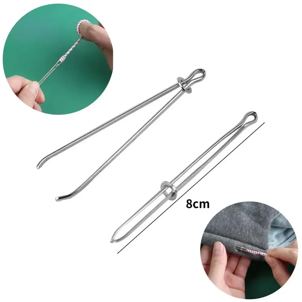 2 pezzi clip per indumenti in acciaio inossidabile cucito strumenti fai da te nastro elastico Punch punto croce infila indossare corda morsetto elastico