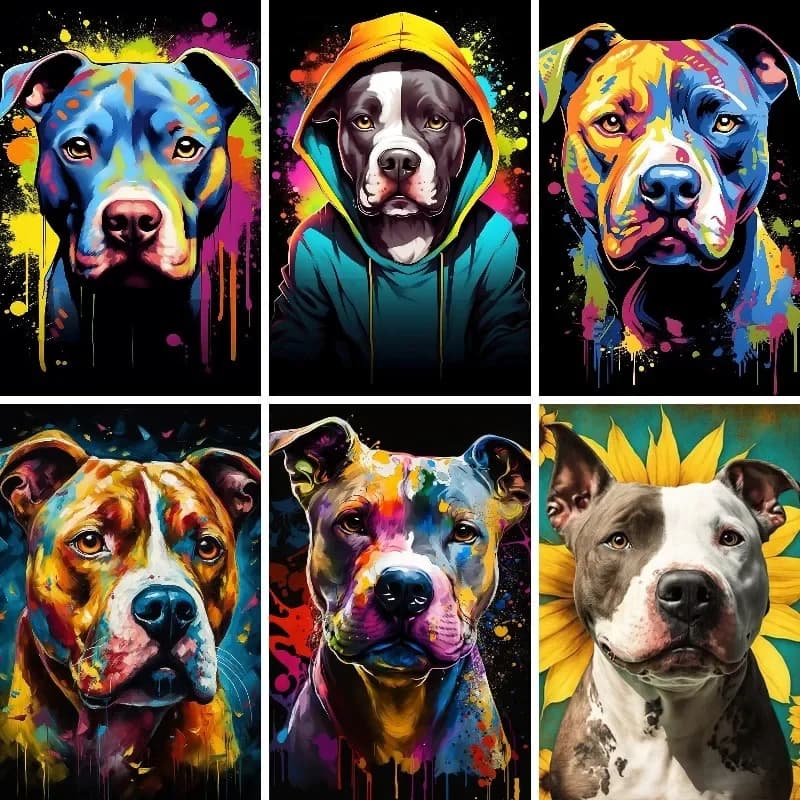 Kit di pittura artistica con diamanti 5D Pitbull americano Ricamo con diamanti Ricamo Staffordshire Bull Terrier Immagine di strass