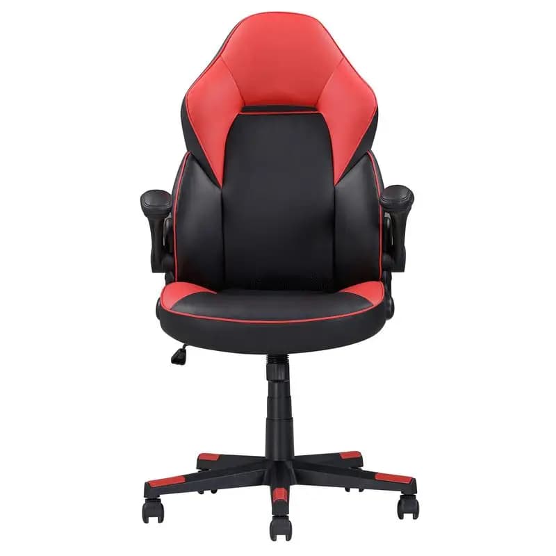 Sedia da gioco ergonomica regolabile in ecopelle, sedia da ufficio/scrivania in nero e rosso