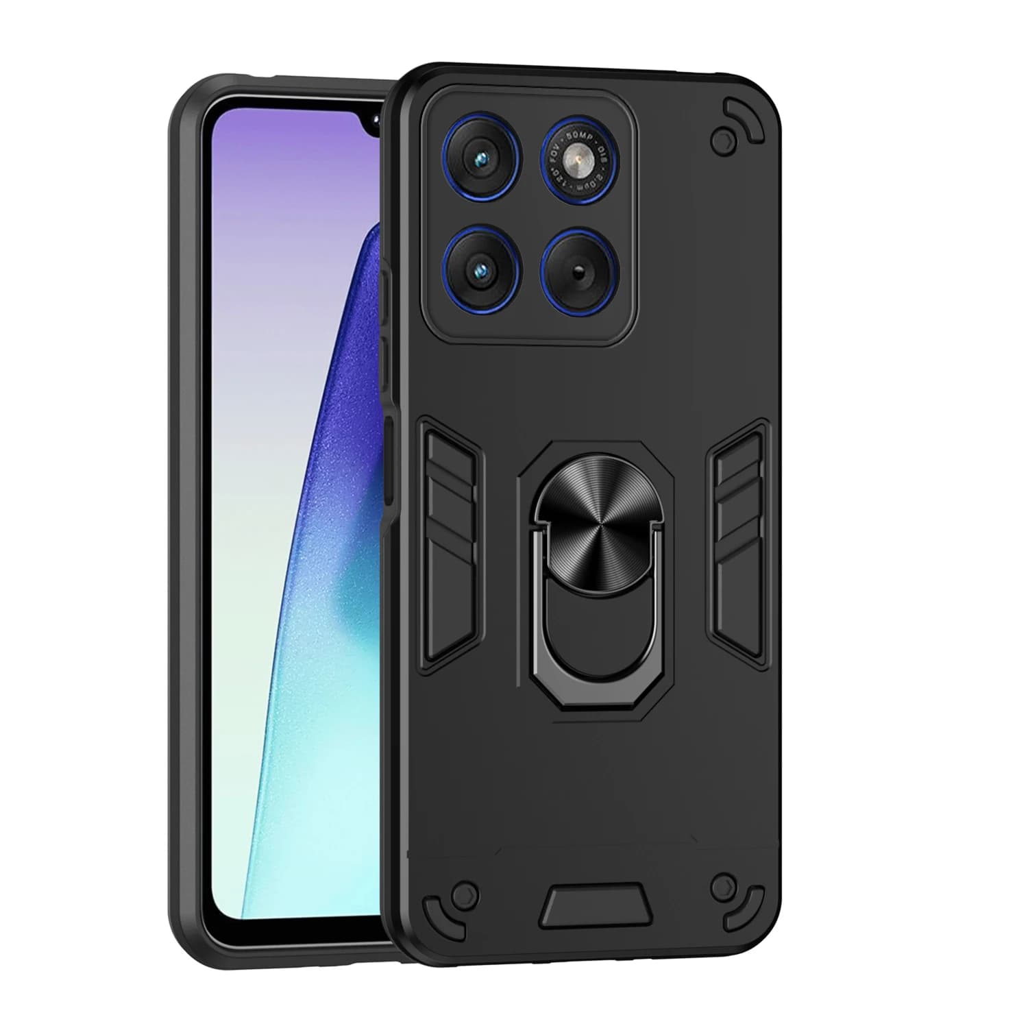 Custodia per telefono antiurto Rugged Armor per Motorola Edge 70 Fusion con anello magnetico in metallo, telaio in TPU e cover posteriore in plastica