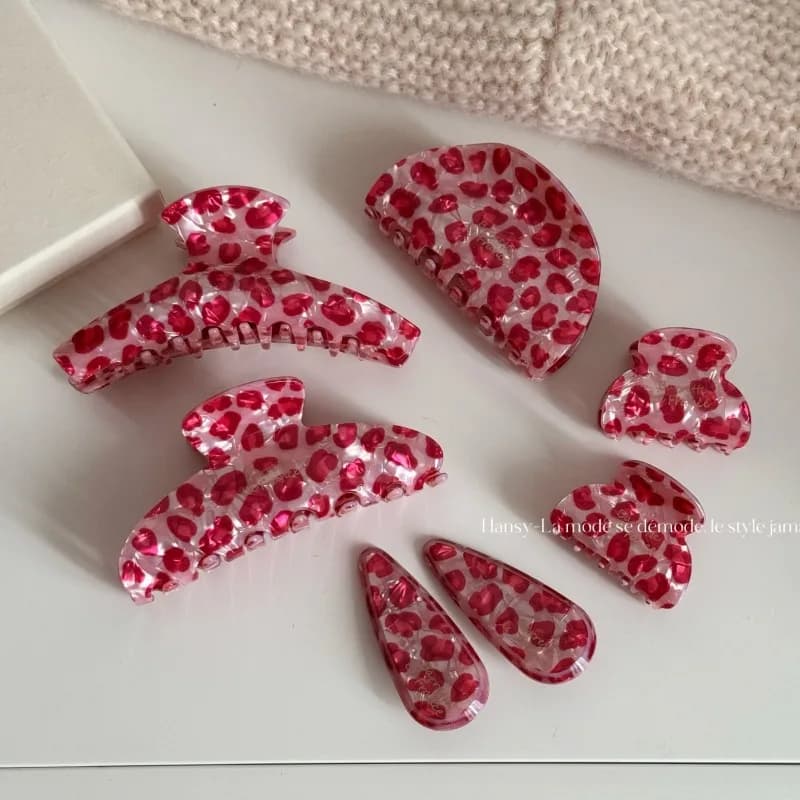Accessori per capelli di lusso dal design ad alto senso con fermaglio per capelli coreano rosa con stampa leopardata per donna