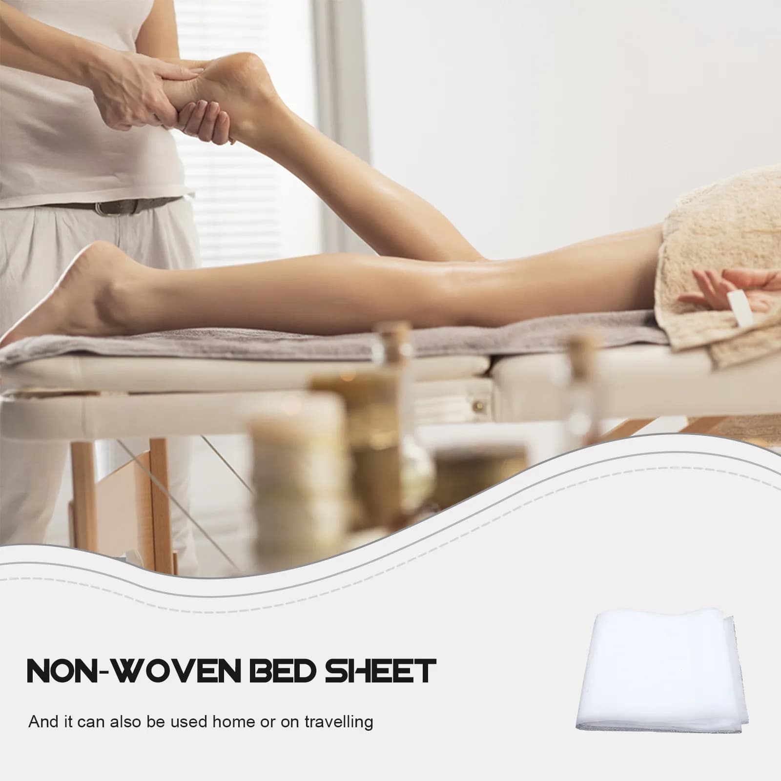 10 Pezzi Lenzuola Monouso in Tessuto Non Tessuto per Salone di Bellezza, Spa, Massaggi, Bianche, Traspiranti ed Economiche