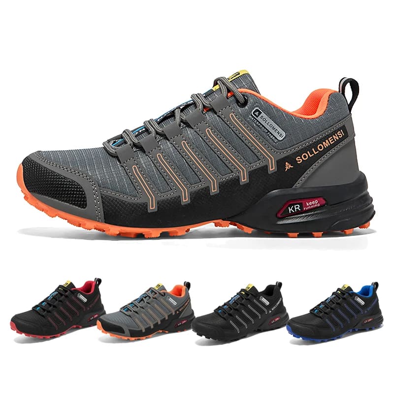 Men's waterproof trekking shoes, outdoor hiking sneakers, non-slip trail running shoes, wading sports shoes, hunting boots with laces