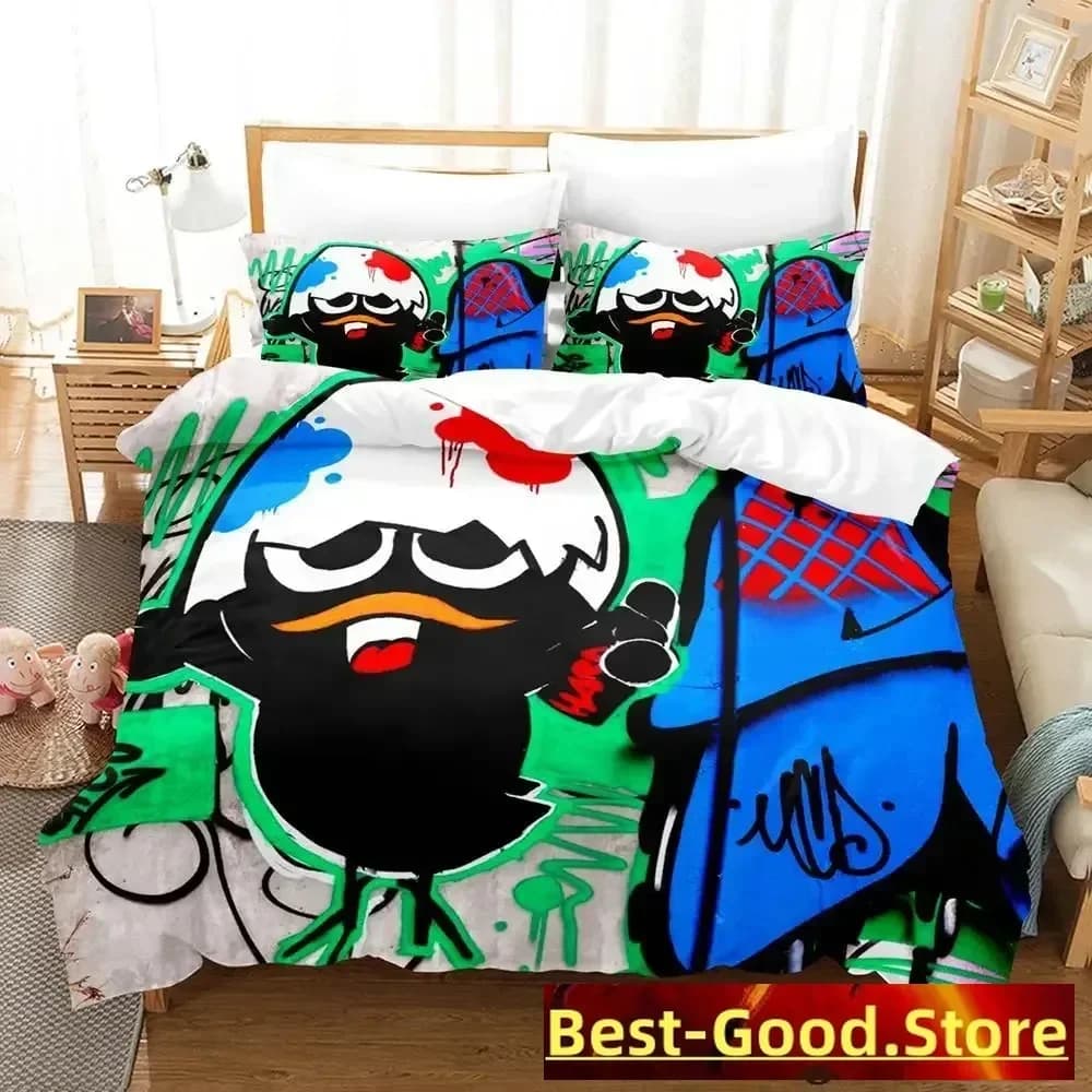 Nuovo Set di Biancheria da Letto Calimero, Misure Singolo, Matrimoniale, Queen, King, Set per Camera da Letto Adulti e Bambini, Copripiumino 3D Anime Kawaii