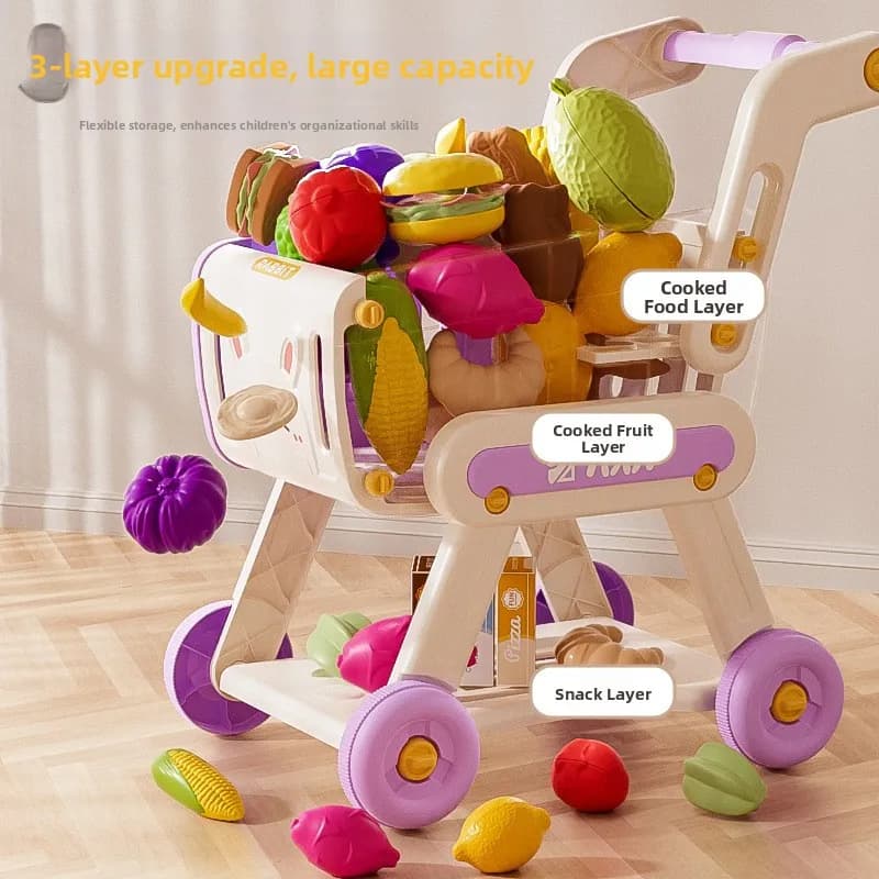 Giocattolo Giroscopico, Simulazione Cucina, Gioco di Ruolo, Passeggino per Bambini, Girello Multifunzionale Educativo, Carrello della Spesa per Casa delle Bambole