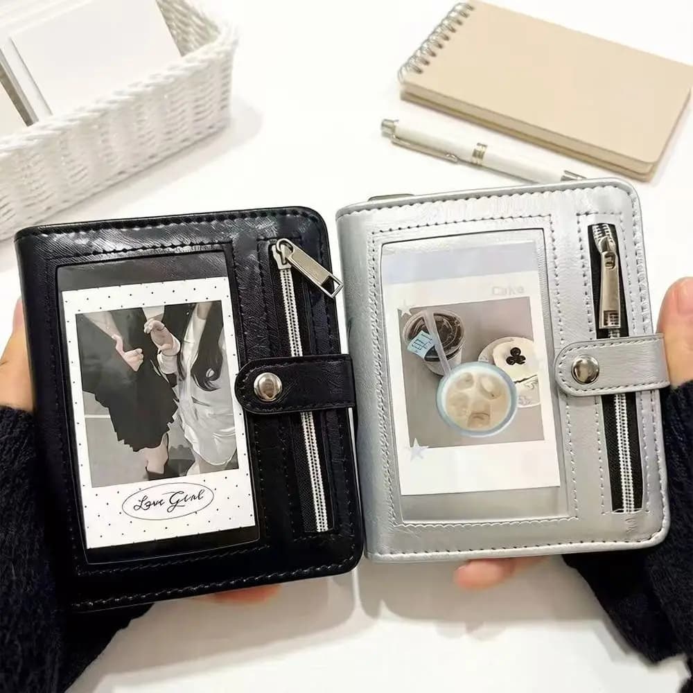 Simple PU Leather Binder Notebook 5-Ring Loose-Leaf Detachable Pocket Journal with Photo Window Note Pad School Office