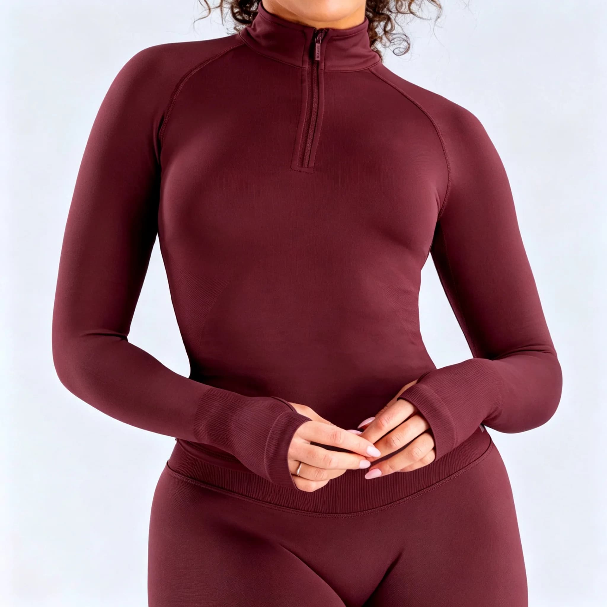 DFUF Women Half Zip Long Sleeve Yoga Top Quick Dry Sports Fitness Running Training Gym Athletic Exercise Sportswear