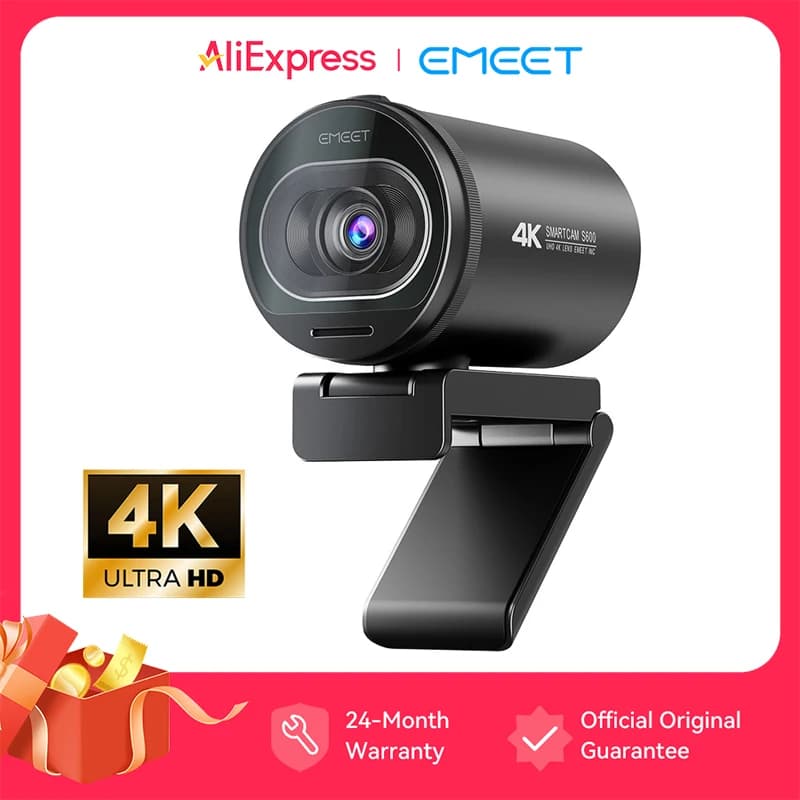 4K Webcam for Streaming, 1080P 60FPS EMEET S600 USB Camera with Autofocus and Microphones for TikTok/YouTube