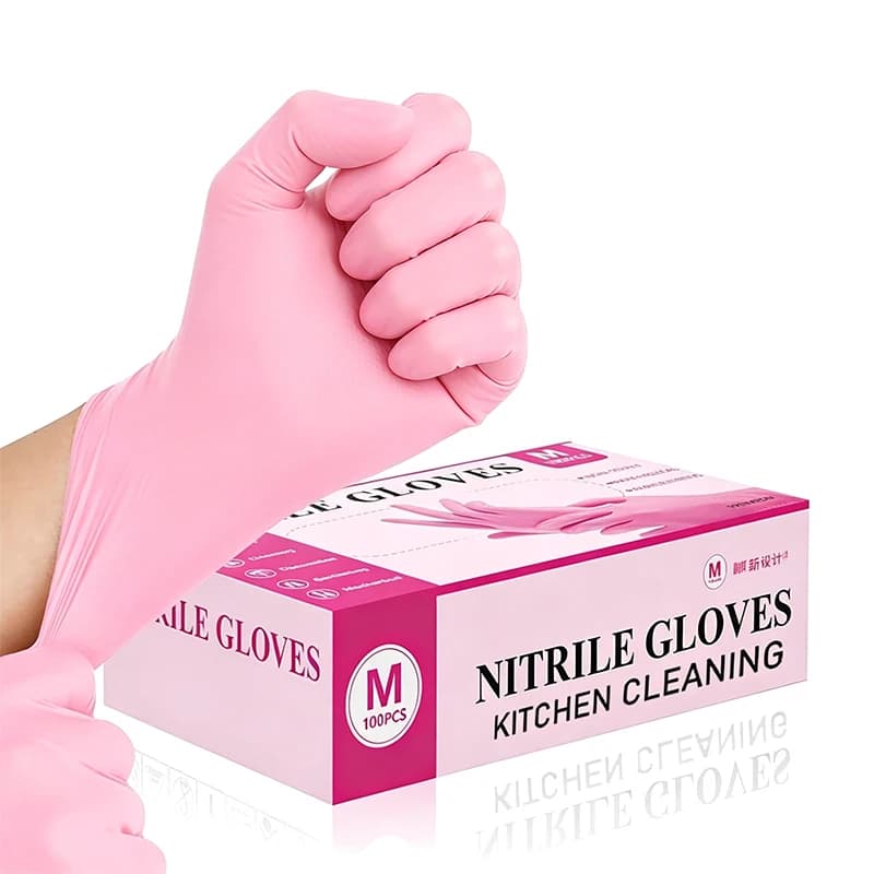 20/50/100 Pezzi Guanti in Nitrile Rosa Monouso per Cucina, Lavoro, Pulizia, Parrucchiere, Toelettatura Animali, Impermeabili