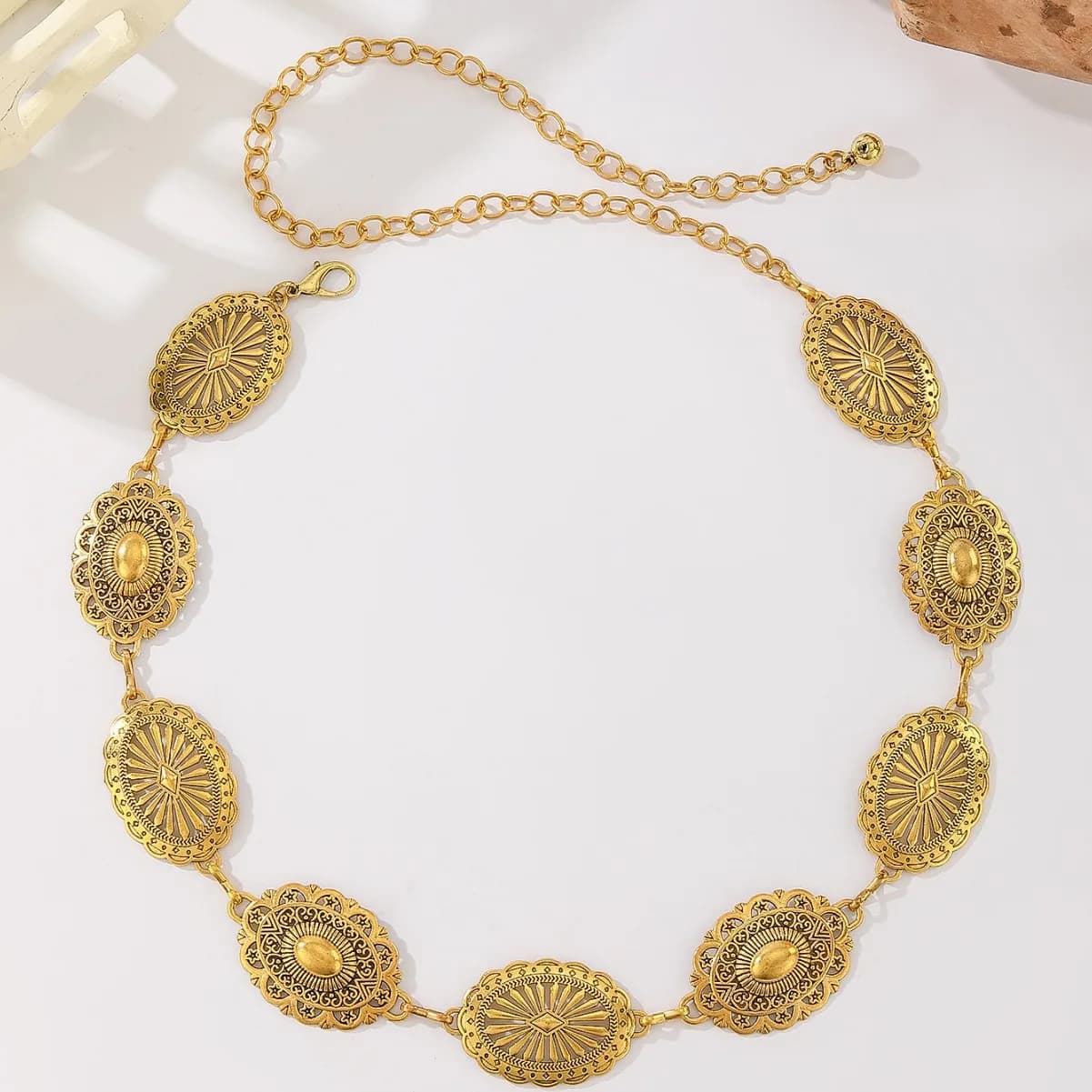 New Sunflower Waist Chain Metal Engraving Craft Body Chain Ladies Belt