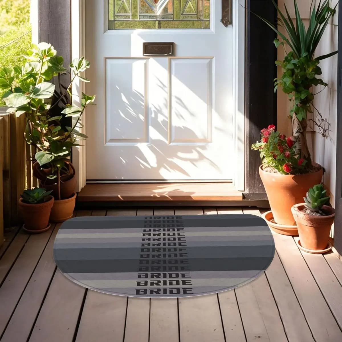 Bride Jdm Material Soft Flannel Half Round Doormat Non Slip Bathroom Mat Absorbent Floor Carpet for Laundry Room Bathroom