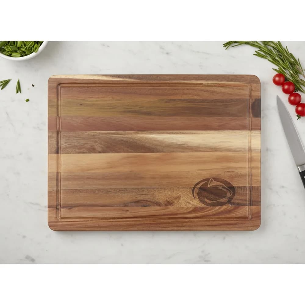 Acacia wood cutting board with NCAA license - Durable flow plate for games and kitchen