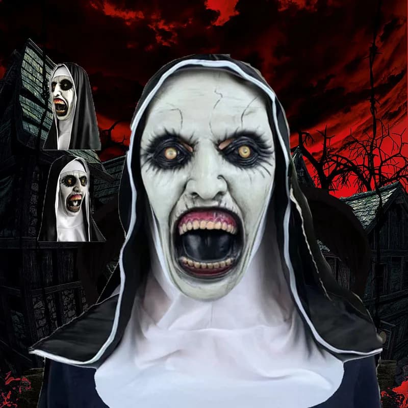 Halloween Lattice Urlo Suora Sanguinante Maschera Horror Sanguinamento Copricapo Pervertito Spaventoso Fantasma Bianco Maschere per il viso Fantasma Festival