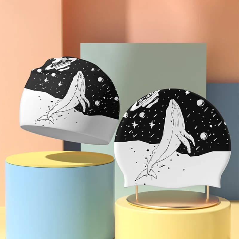 Women's Silicone Swim Headphones Swim Headphones with Large Ear Protection Printed Swim Headphones in Cartoon Pool Accessories