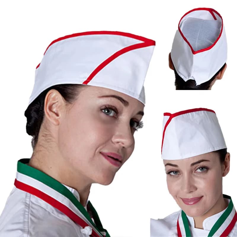 Catering Chef Boater Hat Restaurant Kitchen Cook Caps for Japanese Korean Cuisine Hats Cafeteria Work Net Flat Cap for Waiter
