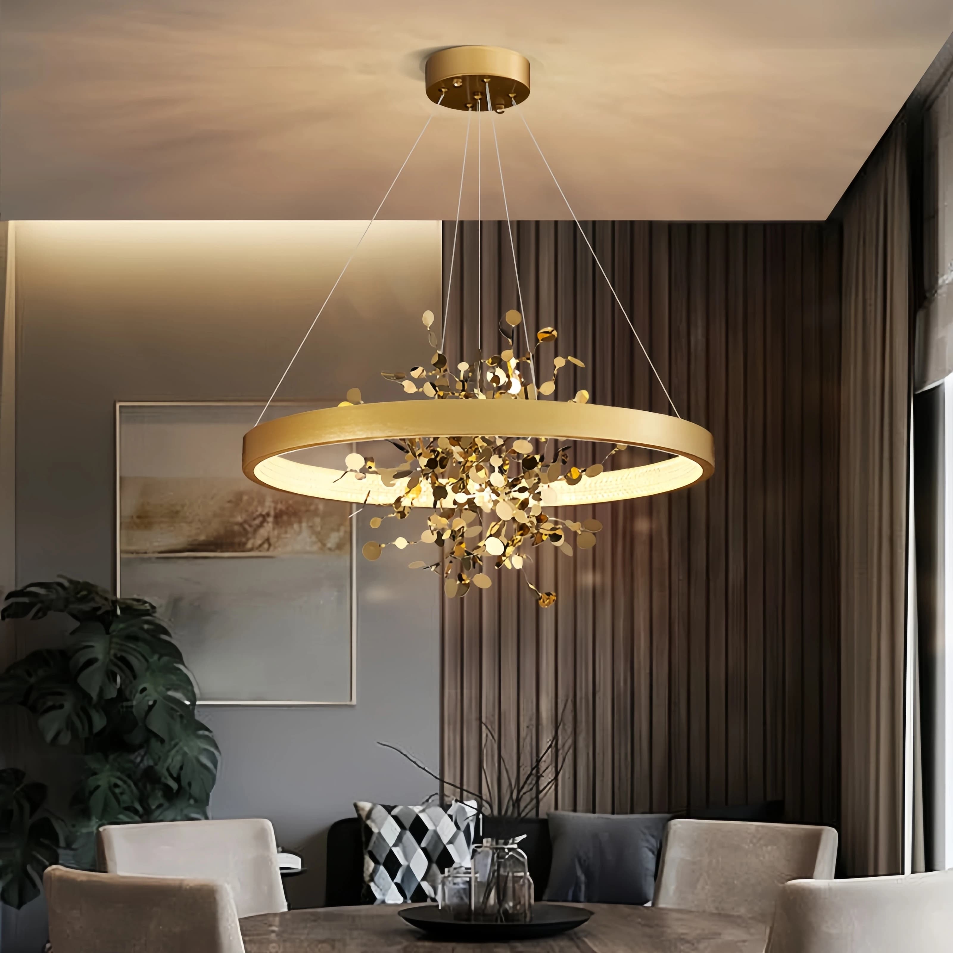 Modern Art Ring LED lampade a sospensione soggiorno tavolo ristorante lampadario camera da letto caffè interni decorazioni per la casa lampada in oro
