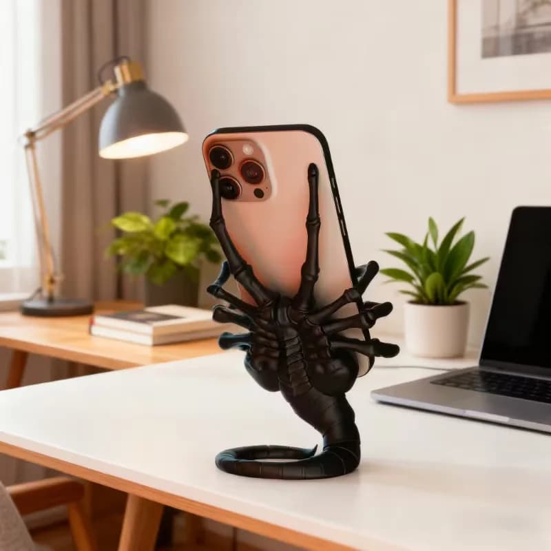 Supporto per Telefono Creativo a Forma di Facehugger Alieno, Statuetta Aliena da Scrivania, Divertente Decorazione per Ufficio, Regalo da Collezione per Appassionati di Film
