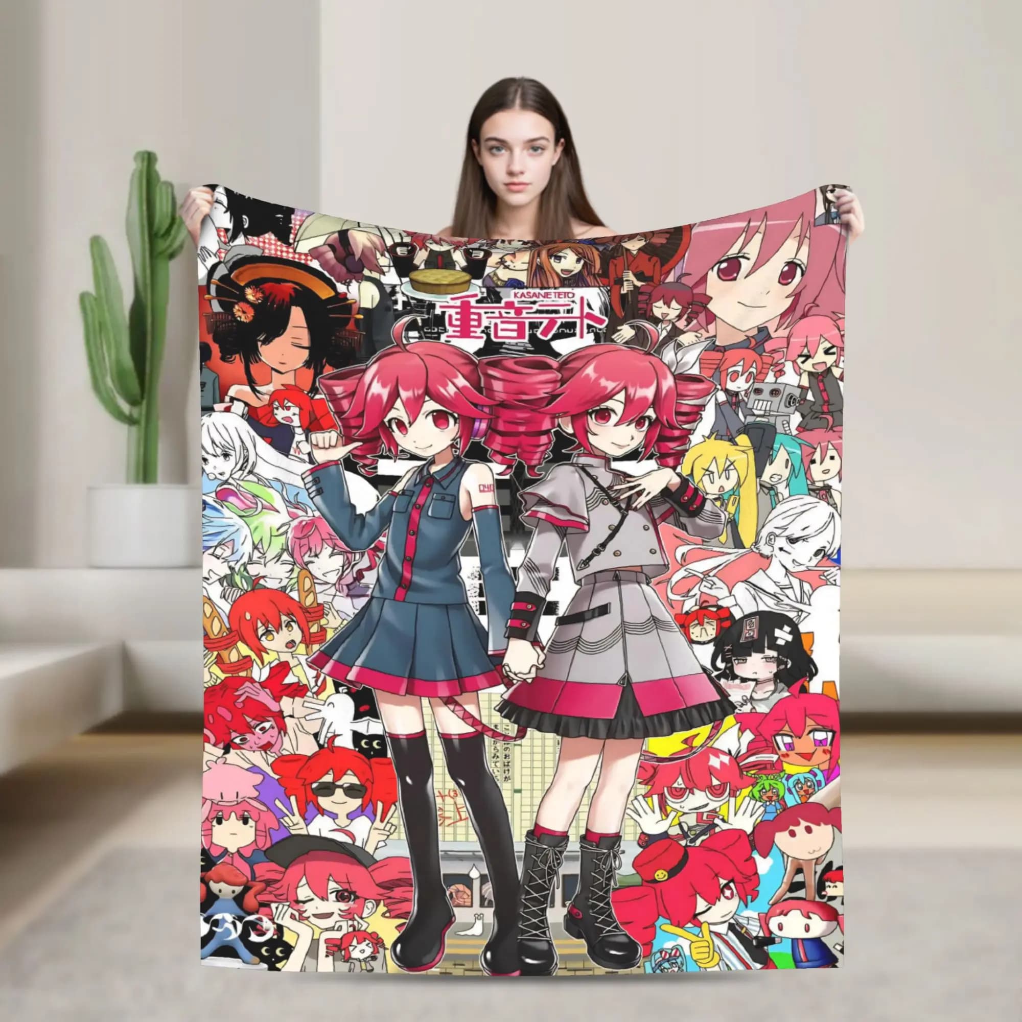 Coperta stampata in flanella Anime Kasane Teto adatta a tutte le stagioni adatta per divano da ufficio e viaggi 180x250 cm