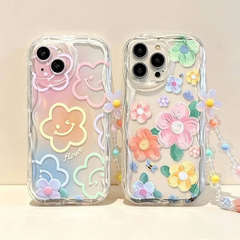 Gradual Smile Flower Chain Phone Case For Xiaomi 17T Pro 15T POCO X8 Pro Ultra Max M7 F7 X7 Pro M6 X6 NFC X5 F6 5G Korean Cover