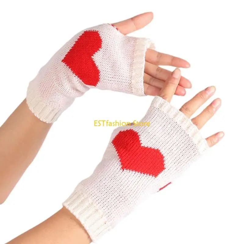 Y5GC Decoration with knitted heart pattern Glove with long sleeves woman for sun protective gloves