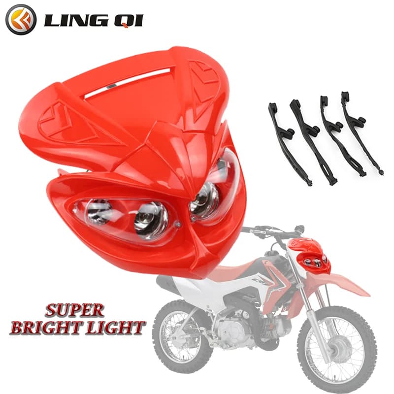 LINGQI Lampada per faro universale per moto con cinghie in gomma Lampada frontale a LED sostitutiva per bici da cross fuoristrada