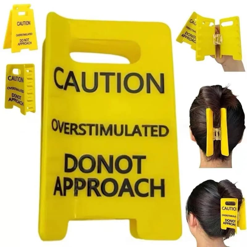 Fermagli per capelli gialli divertenti in acrilico da 1 pezzo per capelli spessi - Artiglio per capelli di avvertimento eccesso