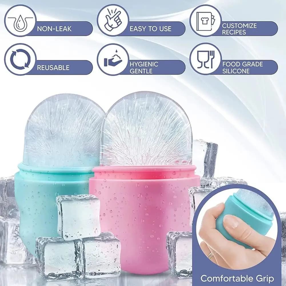 Stampo per rullo di ghiaccio in silicone per il viso, massaggiatore facciale congelato, strumenti per terapia rinfrescante per la cura della pelle, produttore di ghiaccio fai da te di bellezza anti-gonfiore