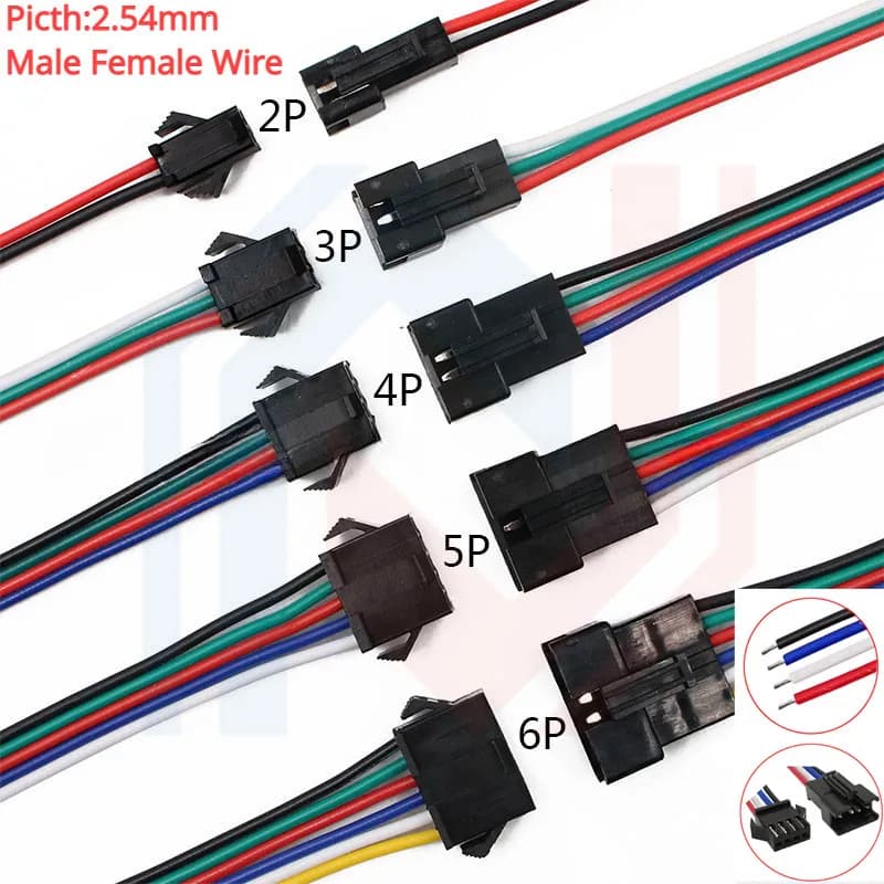 5 paia SM 2.54mm cavo connettore LED 2P-6 pin presa maschio femmina connettore cavo per adattatore luce di striscia LED RGBW