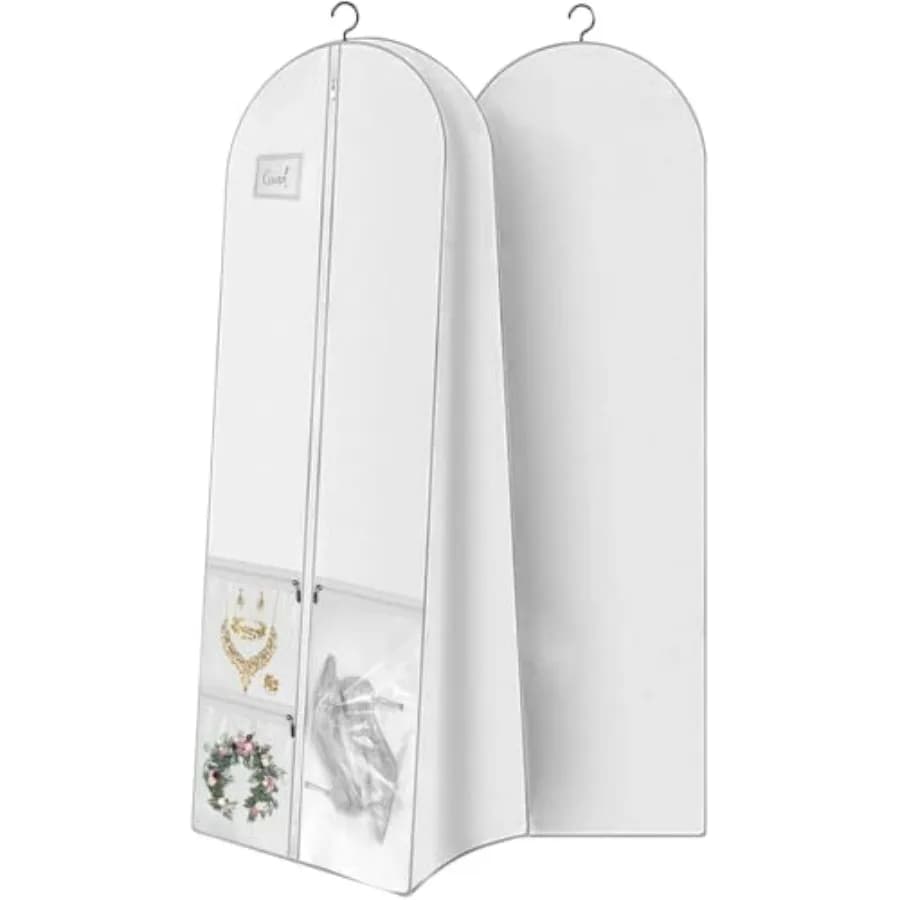 Borsa porta abiti da sposa da 72 pollici con tasche laterali da 10 pollici e tasche porta accessori per viaggi e appendere vestiti