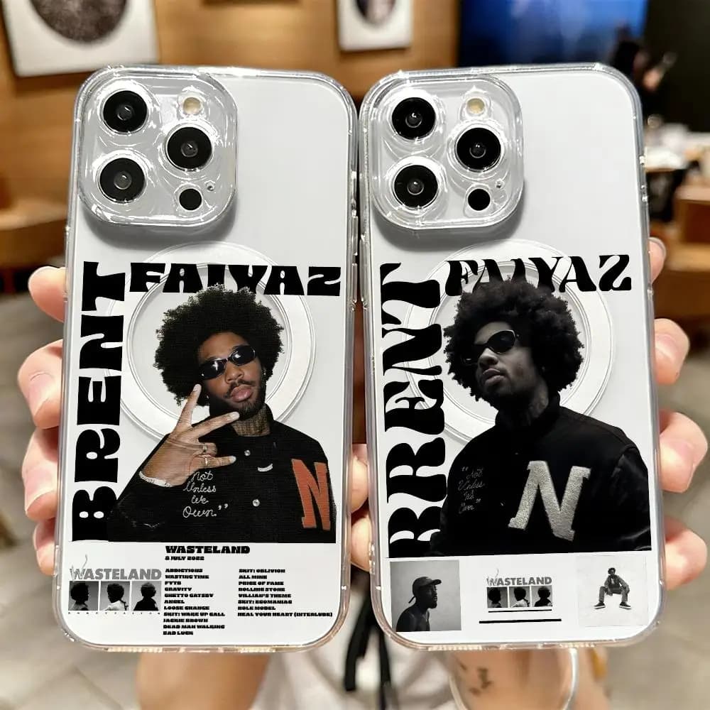 Custodia per telefono B-Brent Faiyaz Rapper per iPhone 17 16 15 14 13 12 Pro Max Plus, magnetica trasparente con ricarica wireless