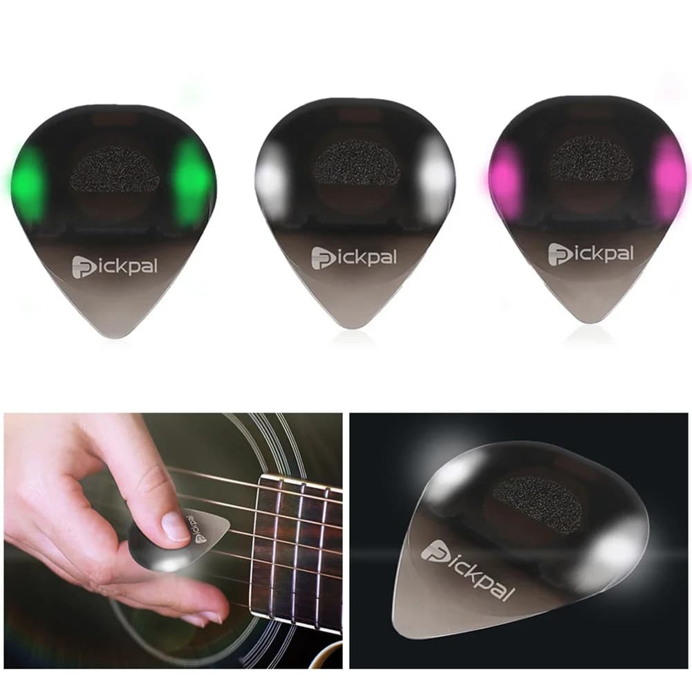 Plastic Guitar Picks with High-Sensitivity LED Light Musical Instrument Glowing Plectrum Portable for Bass Electric Guitarists