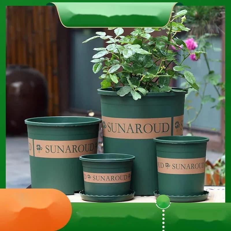 Gallon Pot Resin Flower Pot Plastic Round Mouth Root Control Pot Planting Rose Tall Extra Large Thickened Plastic Flower Pot