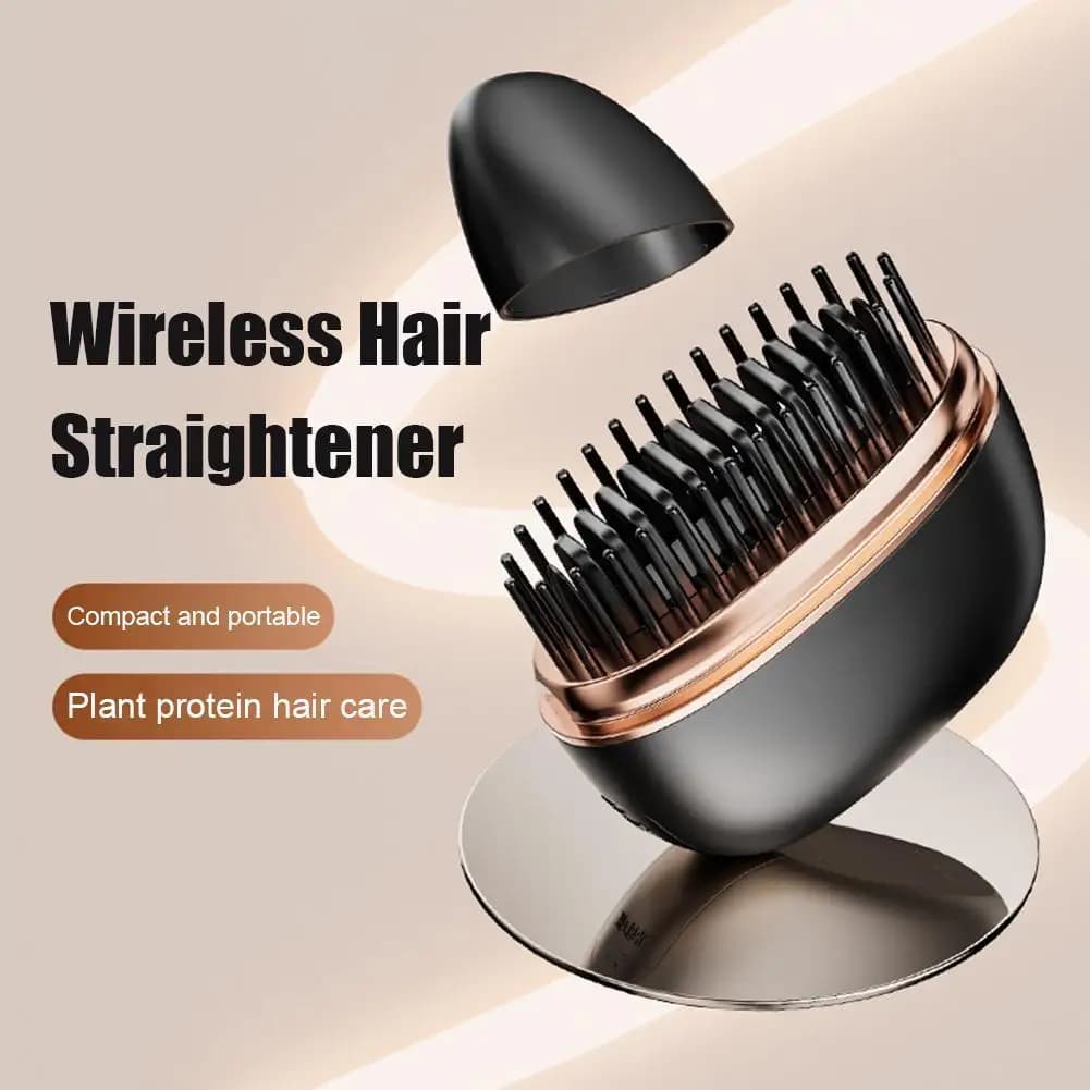 2 in 1, wireless hair plate brush for hair curling and smoothing without wires, portable styler without crack