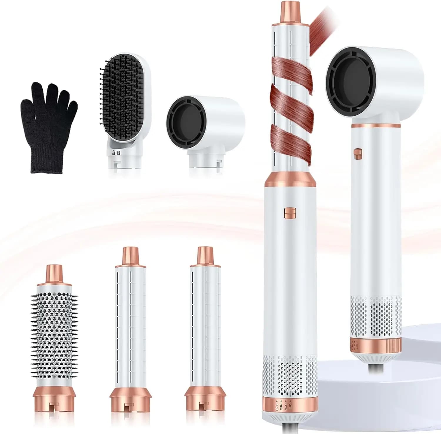 Spazzola Asciugacapelli 5-in-1 con Ioni Negativi, Styler ad Aria Calda per Lisciare, Arricciare e Asciugare