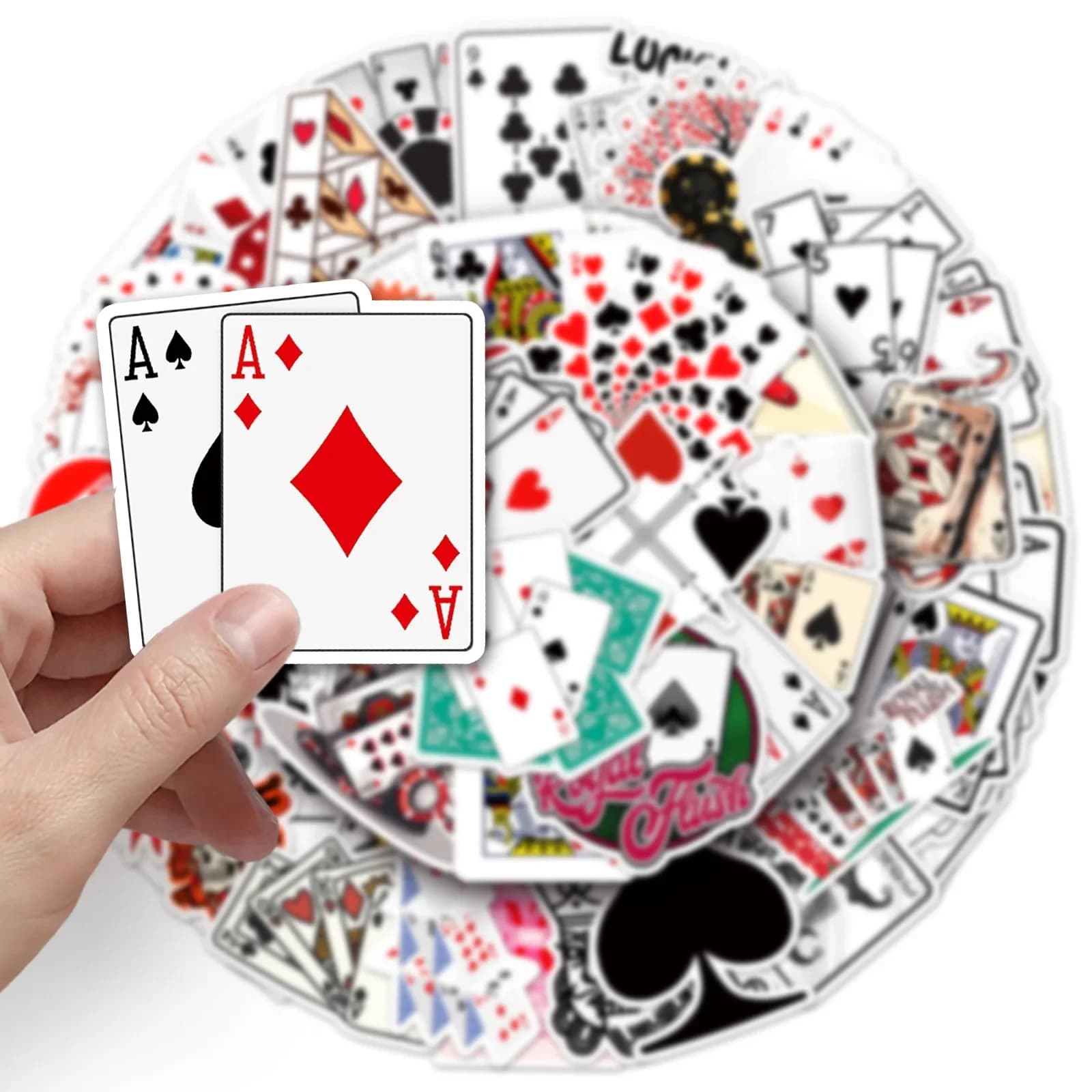 50 Pezzi Adesivi Fantasia per Carte da Gioco, Decorazione Fai da Te per Moto, Telefono, Notebook, Frigorifero, Valigia, Auto, Impermeabili, Graffiti, Giocattolo per Bambini