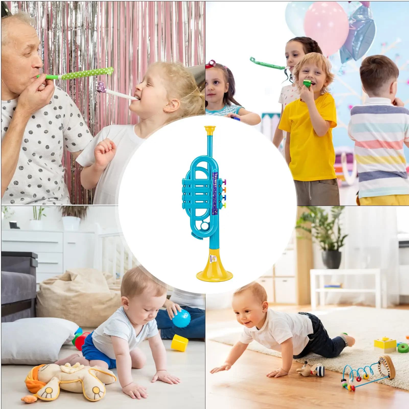 Giocattoli musicali per bambini Divertimento realistico Tromba educativa Giocattolo educativo di Natale per ragazzi Ragazze che viaggiano Capodanno in età prescolare