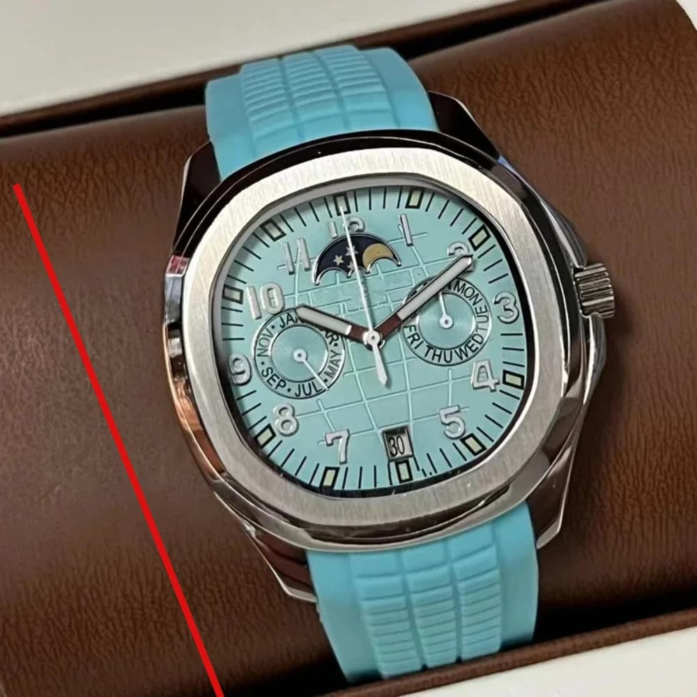 Orologio Meccanico Automatico di Lusso 2026 Moonphase Non Funzionante, Cassa in Acciaio Inossidabile, Cinturino in Gomma, Orologio da Uomo con Data, Giorno e Mese