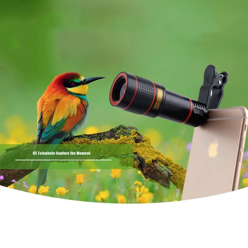 Obiettivo universale per telefono con clip Zoom 8X Telecamera per telefono Teleobiettivo Telescopio monoculare Kit lente per telescopio ottico universale per telefono