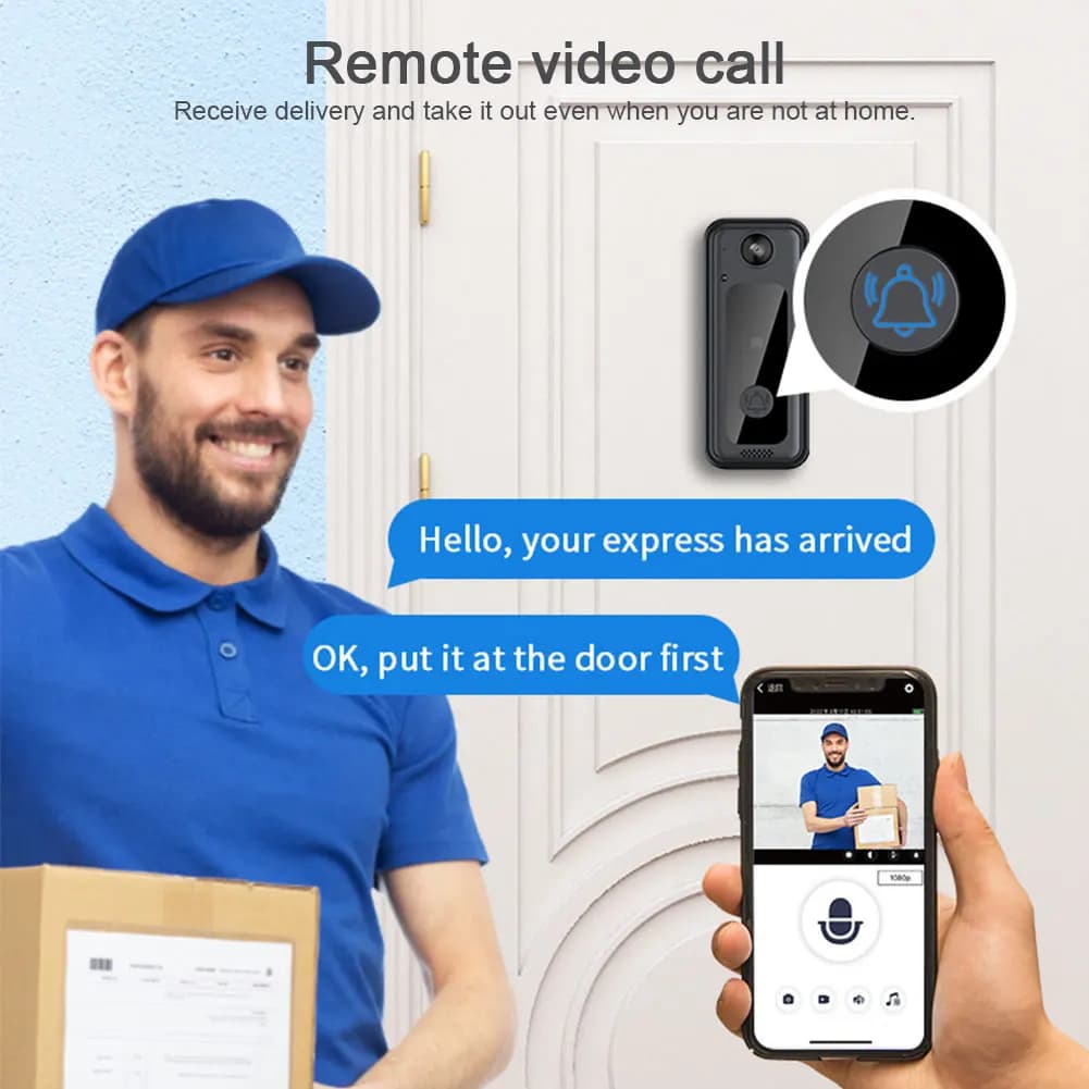 Campanello con Telecamera Wireless, Audio Bidirezionale, Archiviazione Cloud, Alimentazione a Batteria, Immagine HD 1080p in Tempo Reale, Telecamera di Sicurezza Domestica