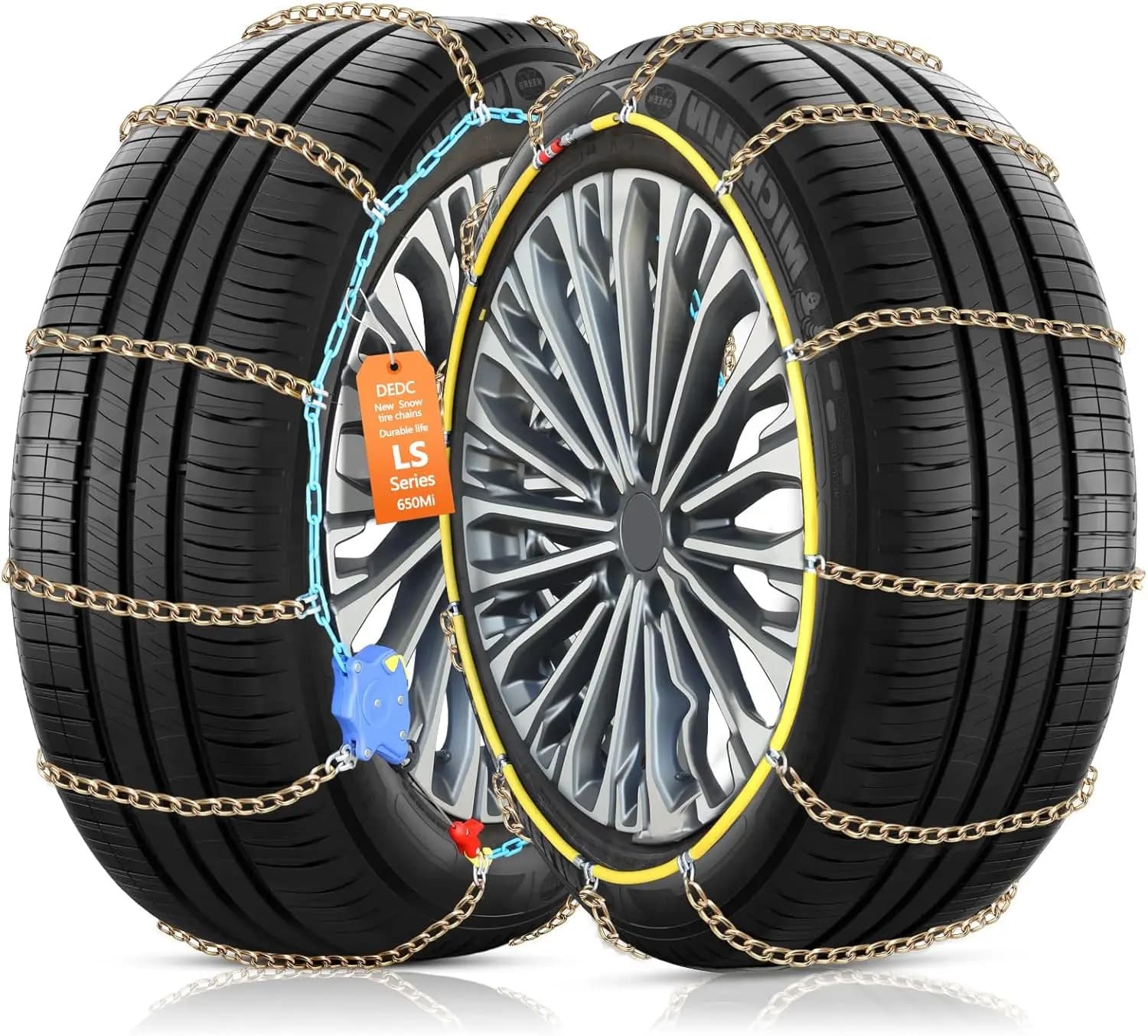 Catene da Neve con Blocco Automatico, Installazione Rapida e Semplice, Lega di Acciaio al Manganese Rinforzata per Strade Ghiacciate, Adatte per Auto e SUV 235-275, Set da 2
