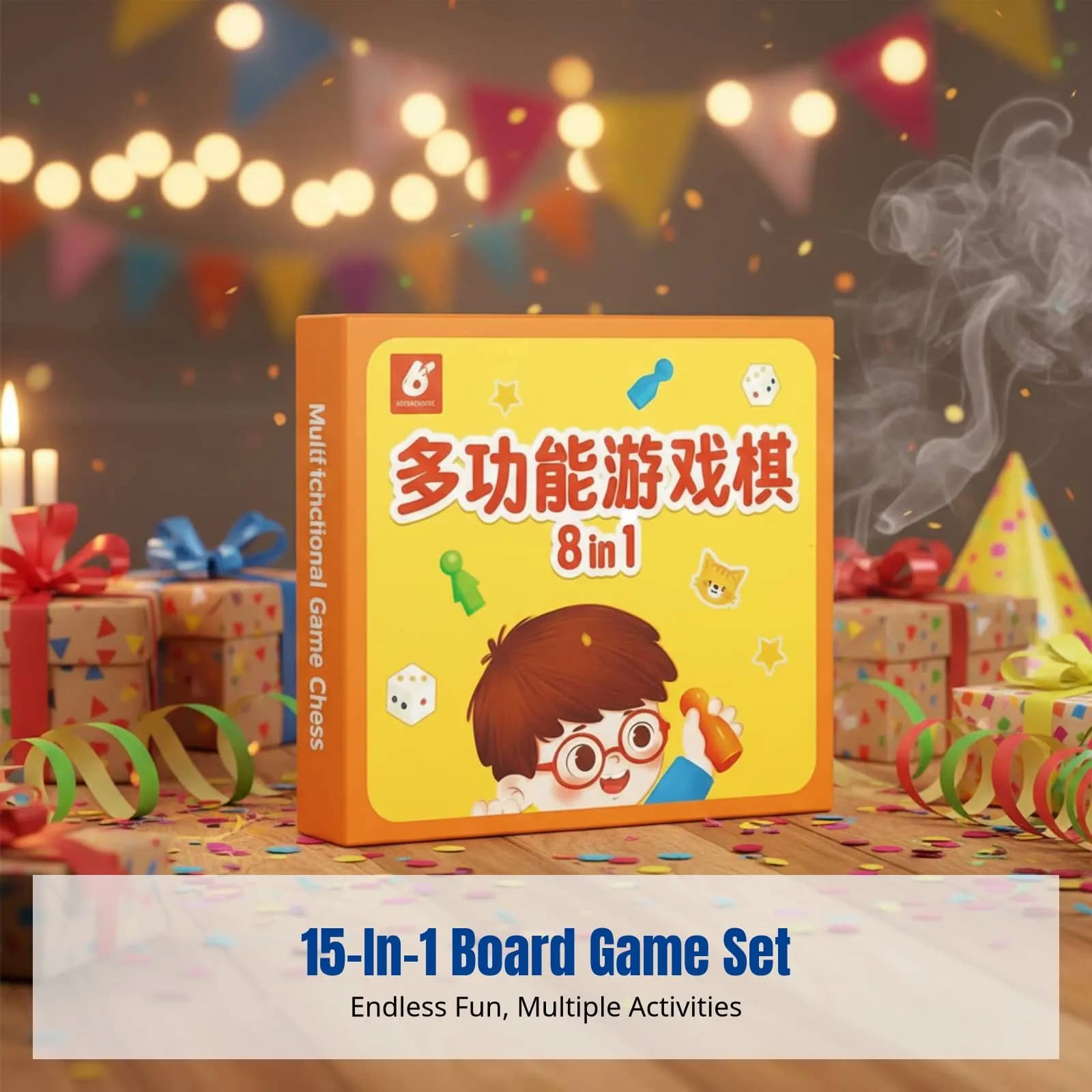 Gioco da Tavolo Flying Chess, Set Multi-Gioco Portatile, Giocattolo Educativo per Bambini, Tavolo da Viaggio Pieghevole 8-in-1