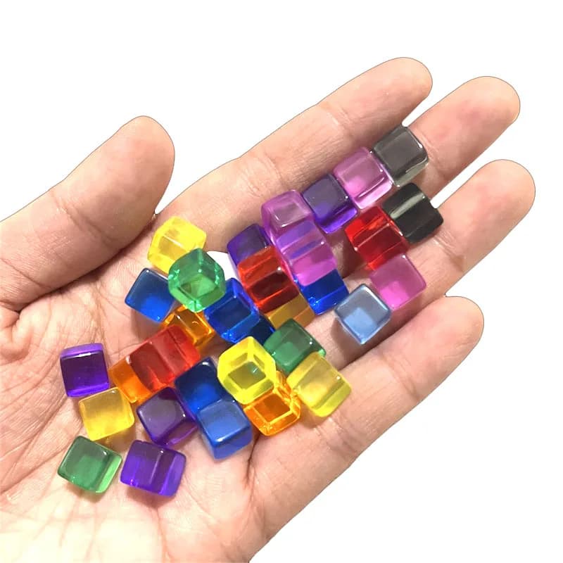 100 pz/set 8mm Trasparente Cubo Dadi Pezzi degli Scacchi Token Trasparente Angolo Quadrato Dadi di Cristallo per Puzzle Gioco da tavolo componenti del gioco