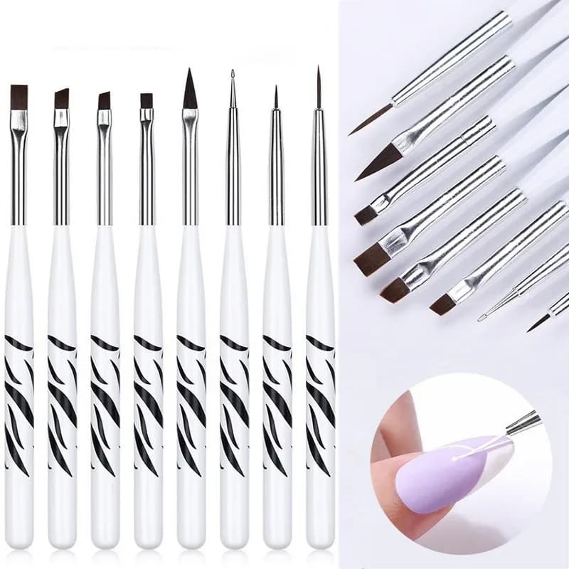 Pennello per nail art Pennelli Ombre Gel UV Pennello per smalto Pittura Disegno Set di penne per intaglio per strumenti di progettazione fai-da-te per manicure