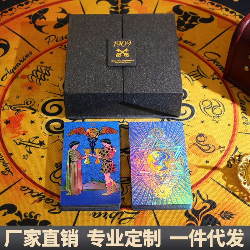 Gioco da tavolo impermeabile in PVC Carta dei tarocchi in lamina d'oro Carta dei tarocchi autentica Carta di waite Carta dei tarocchi Set completo Stampa a caldo impermeabile