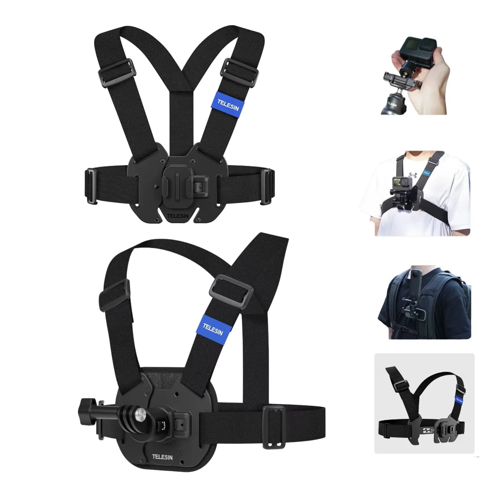 TELESIN Quick release vest chest strap support for Gopro Hero 13 12 11 10 9 8 AKASO Insta360 X5 DJI Action room accessories