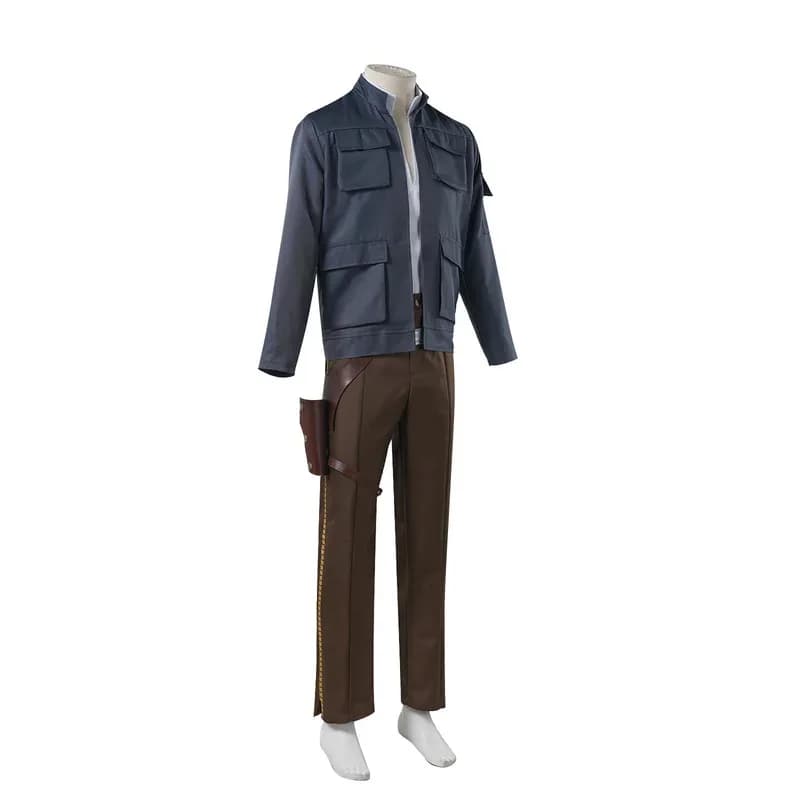 SW Han Solo Costume Cosplay Camicia Top e Pantaloni con Mantello Halloween Masquerade Dress Up Abiti da Festa di Carnevale per Uomo lf[5