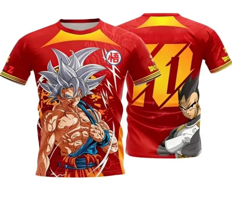Maglia Uomo 2026 Nuova Goku (Ultra Instinct) & Vegeta Dragon Ball Z Logo Manica Corta Anime Fan Casual Streetwear Sportswear Y2k